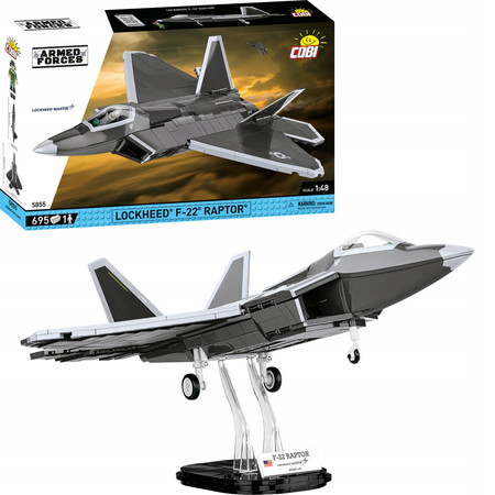 Klocki Wojskowe Cobi 5855 Samolot Myśliwiec Lockheed F-22 Raptor 695 Eleme.