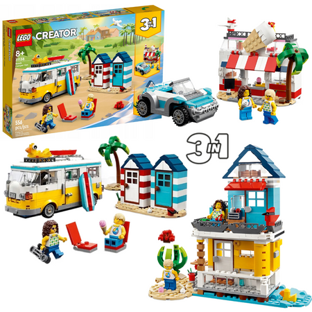 LEGO Creator 3w1 Auto Kamper Domek Na Plaży Dom Lodziarnia Samochód 31138