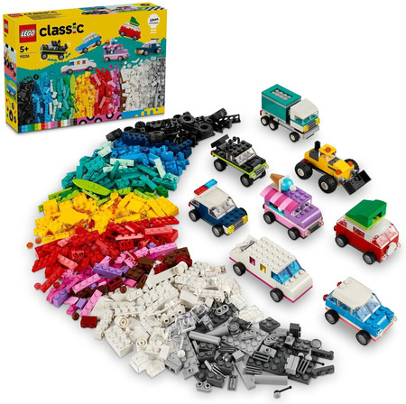 LEGO Classic 11036 Duży Zestaw Kreatywny Pojazdy Samochody 900 el. 52 Koła