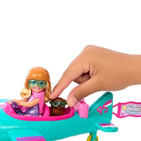 Barbie Chelsea Samolot Zestaw Lalka Piesek Naklejki HTK38