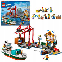 LEGO City 60422 Port Morski ze Statkiem Towarowym Statek Łódź