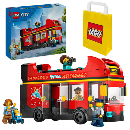 LEGO City 60407 Autobus Czerwony Piętrowy Autokar 5 Figurek Zdejmowany Dach