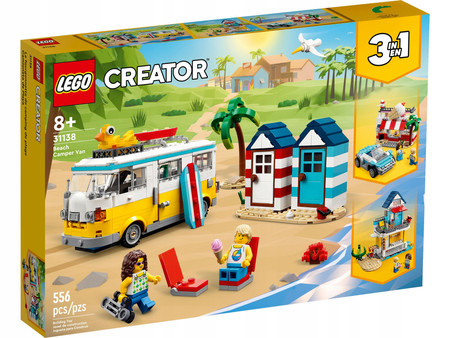 LEGO Creator 3w1 Auto Kamper Domek Na Plaży Dom Lodziarnia Samochód 31138