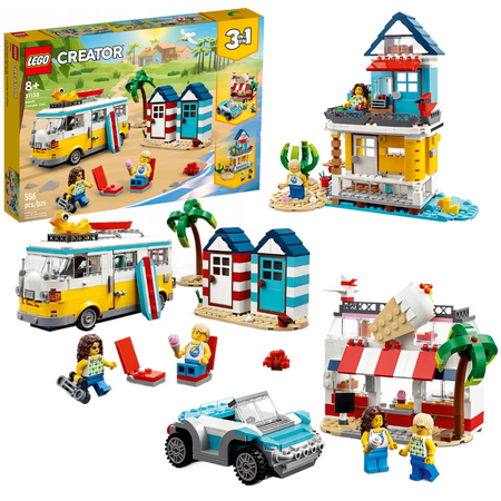 LEGO Creator 3w1 Auto Kamper Domek Na Plaży Dom Lodziarnia Samochód 31138