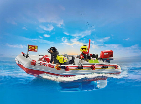 PLAYMOBIL 71464 Łódź Straży Pożarnej Ze Skuterem Wodnym Pies Ratowniczy