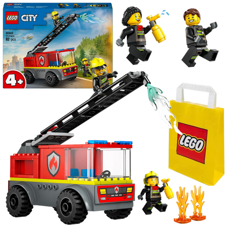 LEGO CITY 60463 Wóz Strażacki z Drabiną Gaśnica Strażak Ogień 4+