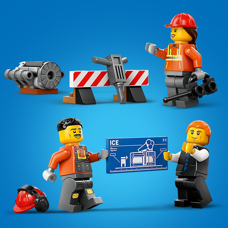 Lego City 60420 Żółta Koparka Pojazd Budowlany z Obracaną Kabiną 3 Figurki