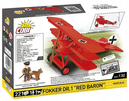 Klocki COBI 2996 samolot FOKKER DR.I "RED BARON" 217K