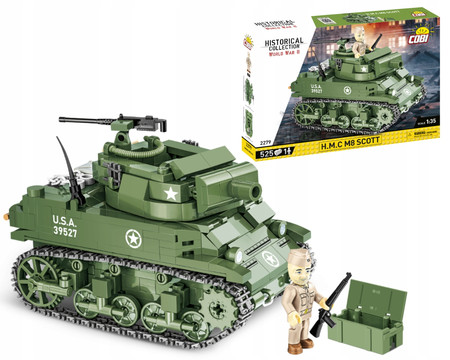 Polskie klocki Wojskowe COBI 2279 Czołg Haubica H.M.C. M8 SCOTT 525 klocków