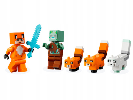 LEGO Minecraft 21178 Siedlisko lisów Utopiec Zombie Dom Domek Miecz