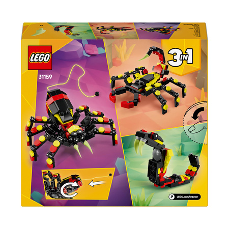 LEGO 31159 Creator 3w1 Dzikie zwierzęta niezwykły pająk Skorpion Wąż Nowość