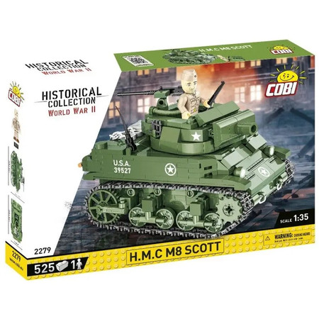 Polskie klocki Wojskowe COBI 2279 Czołg Haubica H.M.C. M8 SCOTT 525 klocków