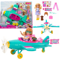Barbie Chelsea Samolot Zestaw Lalka Piesek Naklejki HTK38