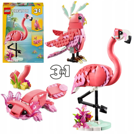 LEGO Creator 31170 Dzikie zwierzęta Różowy Flaming Papuga Kakadu Aksolotl