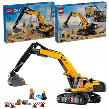 Lego City 60420 Żółta Koparka Pojazd Budowlany z Obracaną Kabiną 3 Figurki