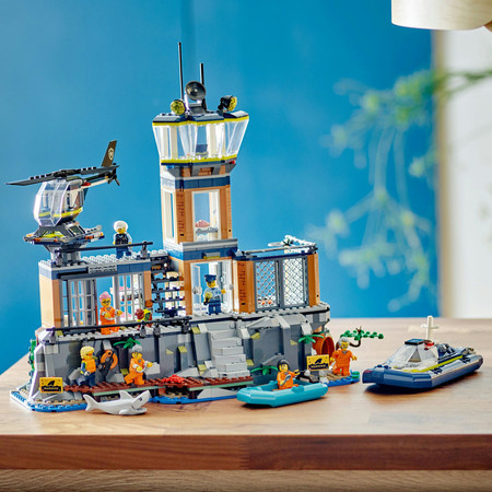 LEGO City Policja z Więziennej Wyspy 60419 Helikopter Łódź Ponton 7 Figurek