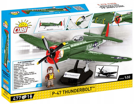 Polskie Klocki Wojskowe COBI 5737 samolot myśliwski P-47 Thunderbolt