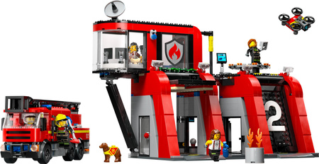 LEGO City Straż Pożarna Remiza + Samochód Wóz Strażacki 5 figurek 60414