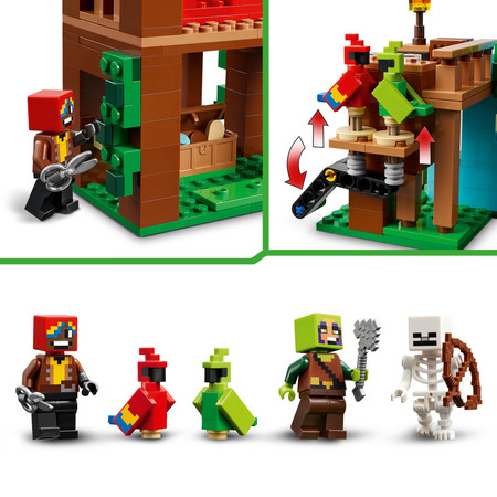LEGO Minecraft 21282 Papugowe Domki Papugi Ptaki Dżungla Treser