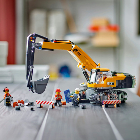 Lego City 60420 Żółta Koparka Pojazd Budowlany z Obracaną Kabiną 3 Figurki