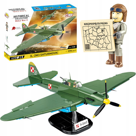Cobi 5744 Polskie Klocki Wojskowe Model Samolot IL-2M3 Shturmovik II Wojna