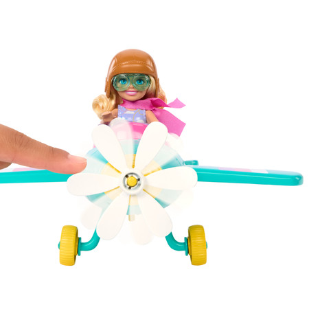Barbie Chelsea Samolot Zestaw Lalka Piesek Naklejki HTK38
