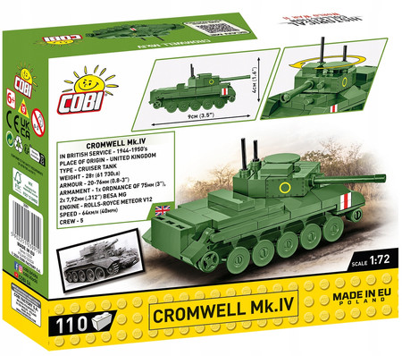 Klocki Wojskowe Cobi 3091 Mini Model Czołg Cromwell Mk.IV HC II Wojna 110EL
