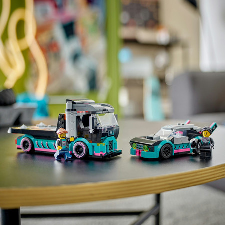 LEGO City 2x Samochód, Auto Wyścigowe Sportowe Laweta Tir Transporter 60406