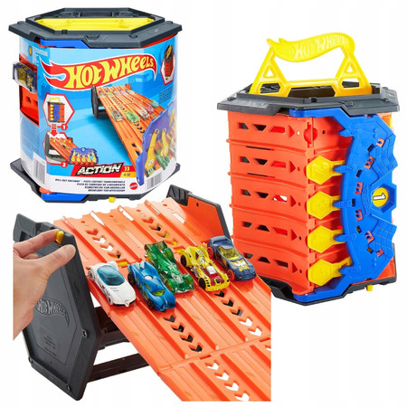 HOT WHEELS HGK41 Rozkładany 5-pasmowy zestaw torów wyścigowych autko Mattel