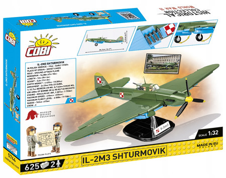 Cobi 5744 Polskie Klocki Wojskowe Model Samolot IL-2M3 Shturmovik II Wojna