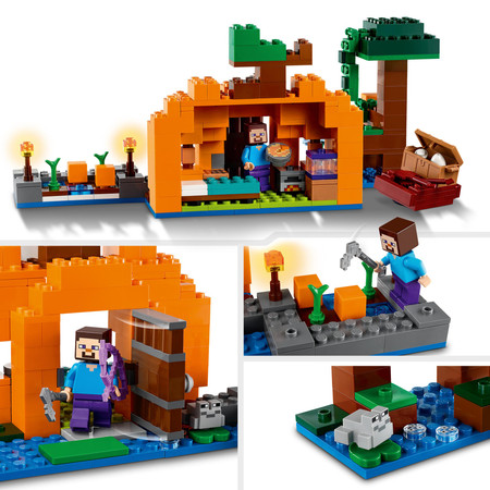 LEGO Minecraft 21248 Dyniowa farma Dom Steve Czarownica Łódka Pole Dynia