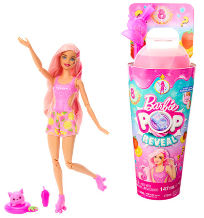 Barbie Pop Reveal Truskawkowa lemoniada Lalka Owocowy sok HNW41 Mattel