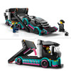 LEGO City 2x Samochód, Auto Wyścigowe Sportowe Laweta Tir Transporter 60406