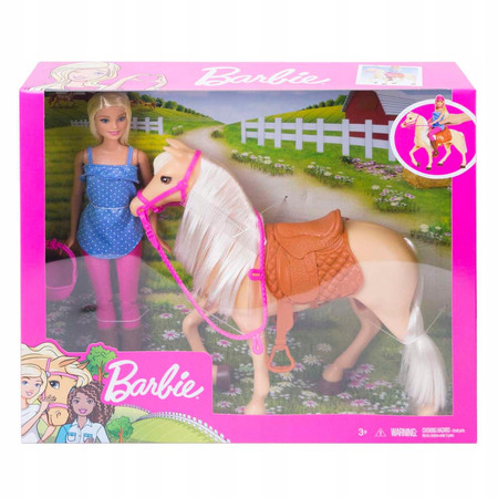 Barbie Lalka + koń podstawowy FXH13