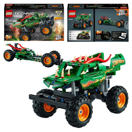 LEGO Technic Monster Jam Dragon Napęd PullBack 2w1 42149