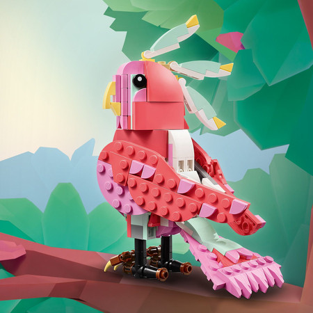 LEGO Creator 31170 Dzikie zwierzęta Różowy Flaming Papuga Kakadu Aksolotl