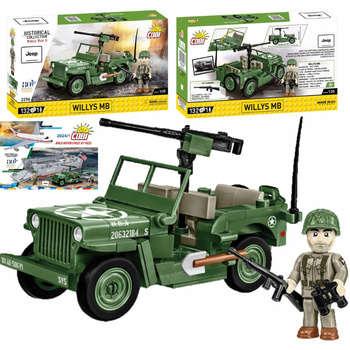 Klocki Wojskowe Cobi 2296 Samochód Terenowy Willys MB JEEP Auto + Figurka