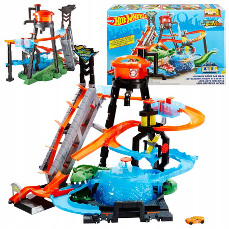 Tor Samochodowy Mattel Hot Wheels City FTB67 Mega Myjnia Atak Krokodyla