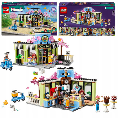 LEGO Friends 42618 Kawiarnia w Heartlake 3 Figurki Pies, Skuter Akcesoria
