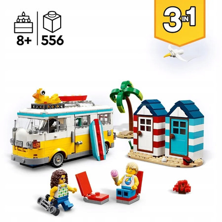LEGO Creator 3w1 Auto Kamper Domek Na Plaży Dom Lodziarnia Samochód 31138