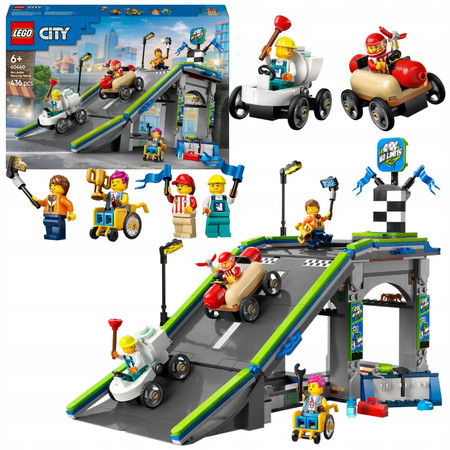 LEGO City 60460 Tor Wyścigowy z Rampami Wyścigówki Samochody Hotdog Toaleta