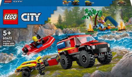 LEGO City Samochód Terenowy SUV Auto Wóz strażacki z łodzią ratunkową 60412