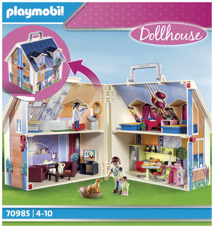 OUTLET Playmobil Przenośny domek dla lalek z wyposażeniem Dollhouse 70985