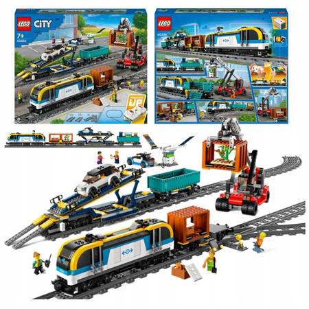 LEGO City 60336 Pociąg towarowy Zdalnie Sterowany Lokomotywa Tory Samochód