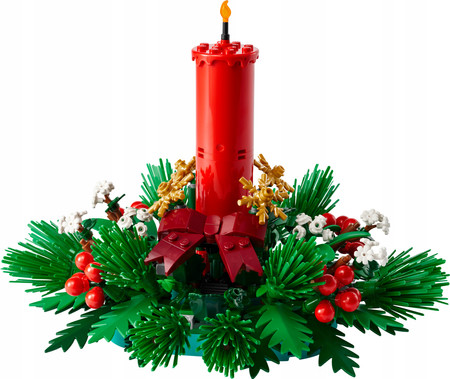 LEGO 40743 Świąteczna Dekoracja Stołu Świeca Liście Jagody Złote Gwiazdki