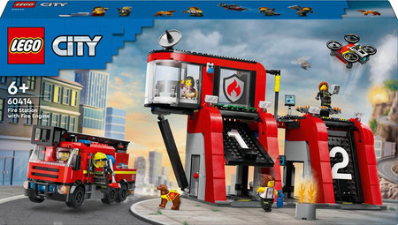 LEGO City Straż Pożarna Remiza + Samochód Wóz Strażacki 5 figurek 60414