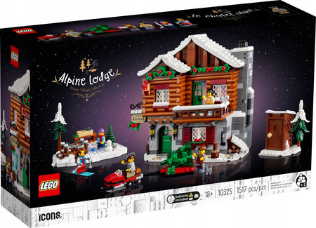 LEGO ICONS 10325 3 Piętrowa Górska Chata Lodowisko Skuter 5 Figurek Akcesor