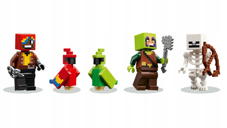 LEGO Minecraft 21282 Papugowe Domki Papugi Ptaki Dżungla Treser