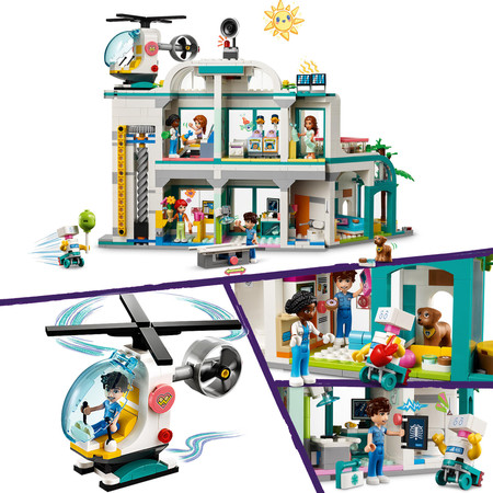 LEGO Friends 42621 Szpital Duży Zestaw Helikopter Oddział Położniczy Winda