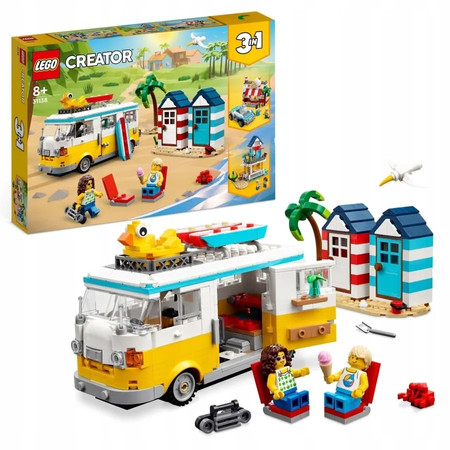 LEGO Creator 3w1 Auto Kamper Domek Na Plaży Dom Lodziarnia Samochód 31138